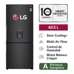 LG - Refrigeradora GB41WGT 403L Door Cooling Bottom Freezer Negro Mate