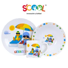 SCOOL - Set Cerámica 3PZ Plato -Bolo y Taza POCOYO