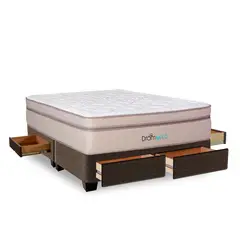 DROM - Cama Con Cajones Mild Queen + 2 Almohadas Viscoelásticas + Protector.