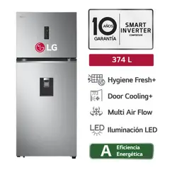 LG - Refrigeradora GT37SGP 374L Hygiene Fresh Top Mount  Plateada