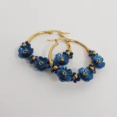 PENELOPE ACCESORIOS - Argollas Maia Flor Azul