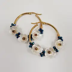 PENELOPE ACCESORIOS - Argollas Maria Azul con Blanco