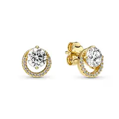 PANDORA - Aretes De Botón Halo Reluciente