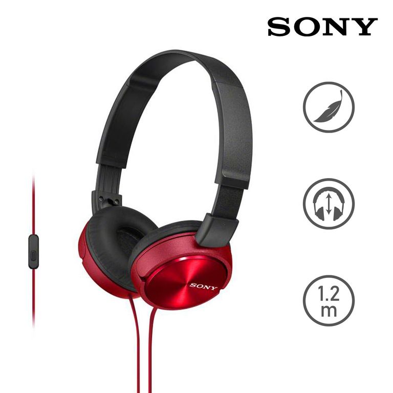 Audífonos MDR-ZX310AP Over Ear con Micrófono Rojo Sony.