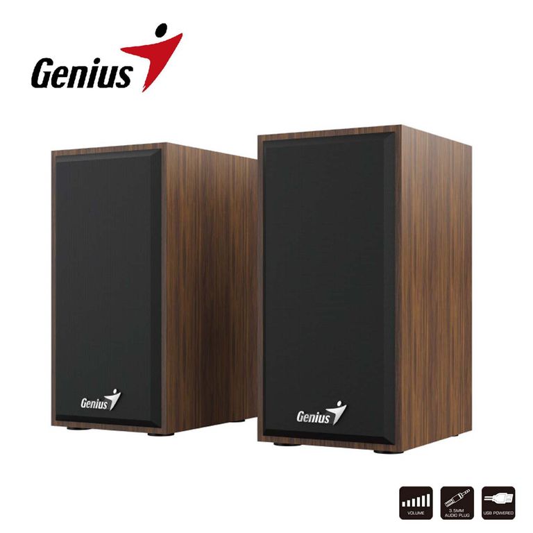 Parlantes SP-HF180 Wooden Stereo USB-3.5 mm Marrón