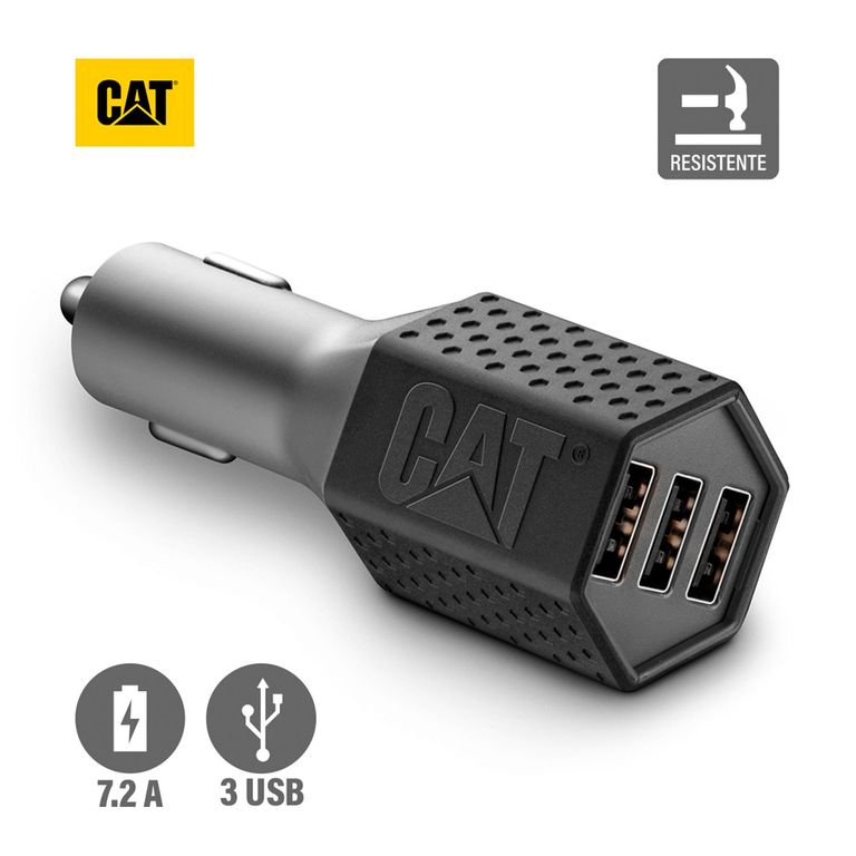 Cargador De Auto Resistente Carga Rapida USB 7.2A DC 3 Puertos