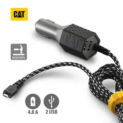 CAT - Cargador De Auto Resistente Con Cable USB-Micro USB 4.8 a 2 Puerto