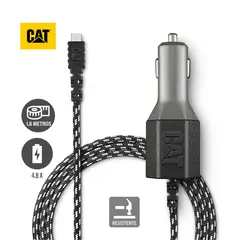 CAT - Cargador De Auto Resistente Con Cable USB-Micro USB 4.8 a 1.8 Metros