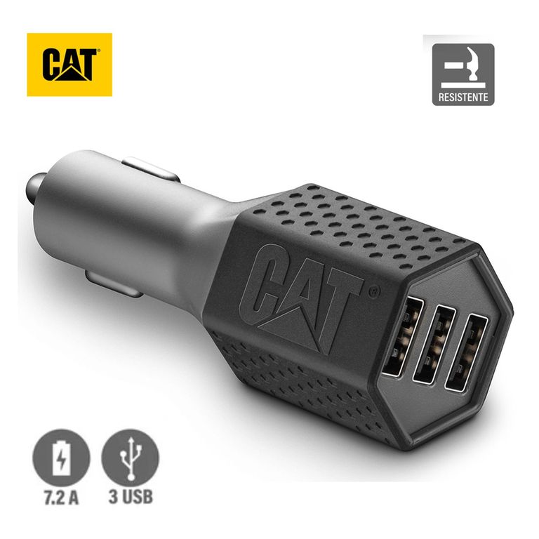 Cargador De Auto Resistente USB 7.2 Amp 3 Puertos