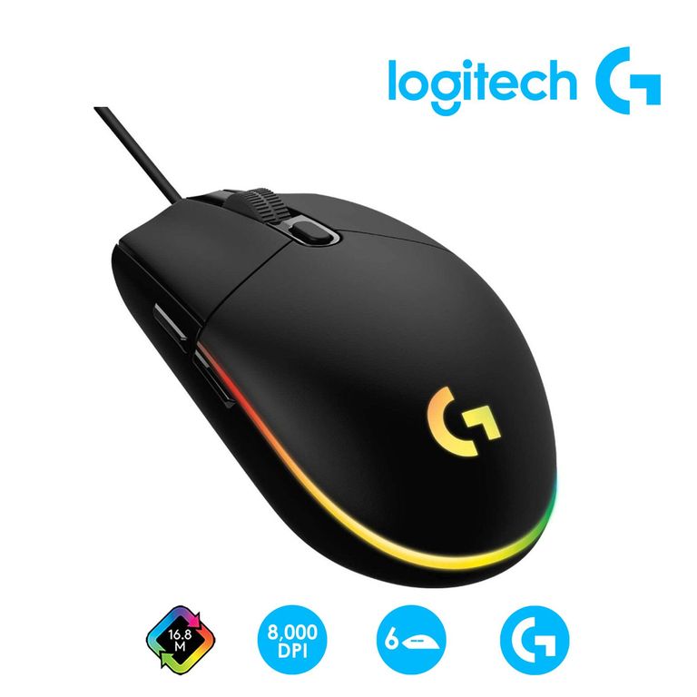 Mouse Óptico G203 6 Botones RGB DPI 8000 Negro