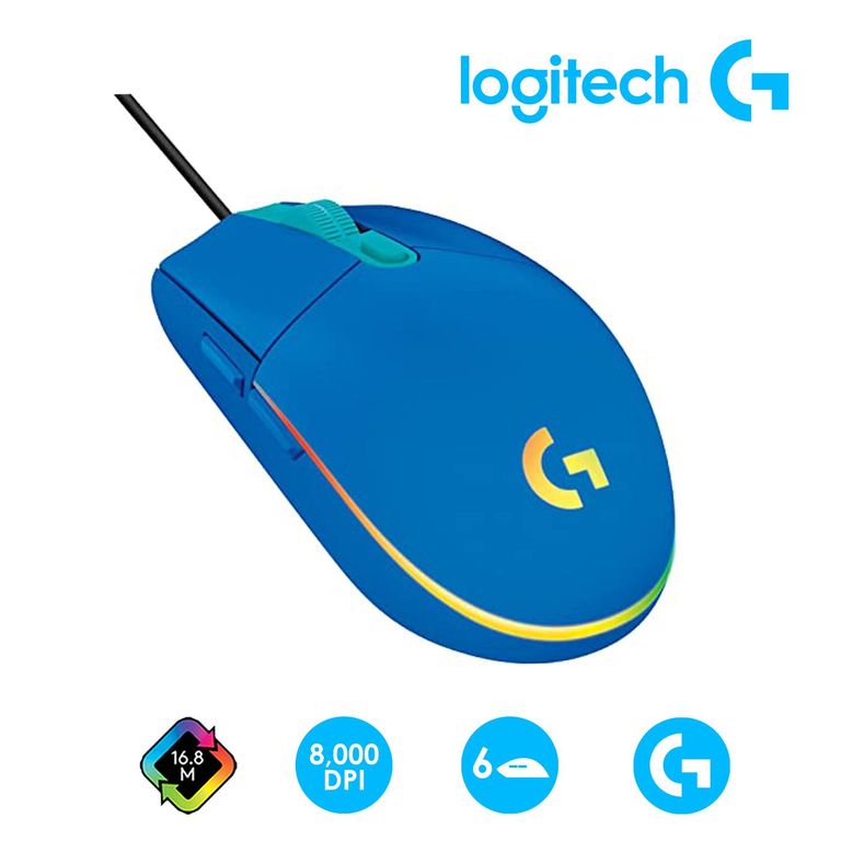 Mouse Gaming G G203 Lightsync RGB 8000 DPI 6 Botones Azul