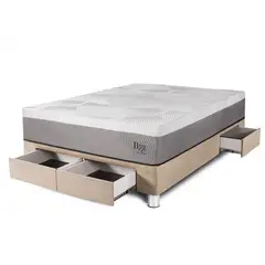 PARAISO - Cama Con Cajones Balanzze 2 Plz + 2 Almohadas Viscoelásticas + Protector