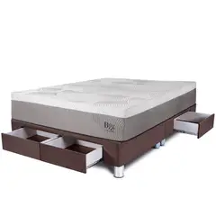 PARAISO - Cama Con Cajones Balanzze King + 2 Almohadas Viscoelásticas