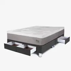 PARAISO - Cama Con Cajones Balanzze King + 2 Almohadas Viscoelásticas + Protector
