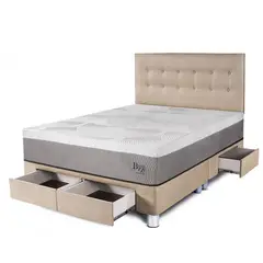 PARAISO - Dormitorio con Cajones Balanzze Queen + 2 Almohadas Viscoelásticas