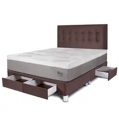 PARAISO - Dormitorio con Cajones Balanzze Queen + 2 Almohadas Viscoelásticas