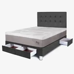 PARAISO - Dormitorio con Cajones Balanzze 2 Plz + 2 Almohadas Viscoelásticas + Protector