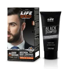 LIFE FOR MEN - Pack Tinte Castaño Oscuro y Black Shampoo