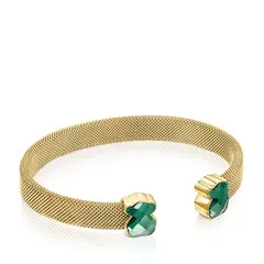 TOUS - Pulsera De Acero Ip Dorado Malaquita