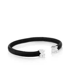 TOUS - Pulsera en plata y piel en negro Sw