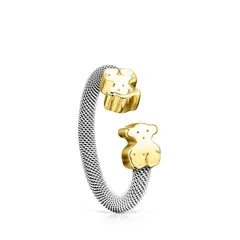 TOUS - Anillo De Acero Oro Motivo Oso Mesh