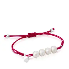 TOUS - Pulsera De Cuerda Fucsia Plata
