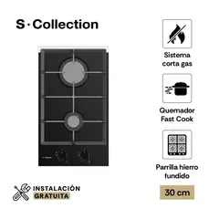 SOLE - Encimera Scollection Vidrio Templado A Gas 30Cm 2 Hornillas
