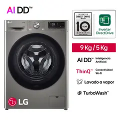 LG - Lavaseca WD9PVC4S6 9/5 Kg AI DD Carga Frontal Plateado
