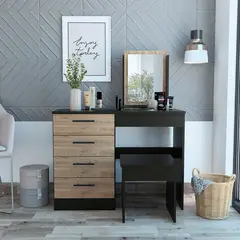 TUHOME - Mueble Tocador 4 Cajones Bicolor Kaia