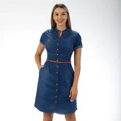 FORDAN JEANS - Vestido MIDI Casual Denim Mujer