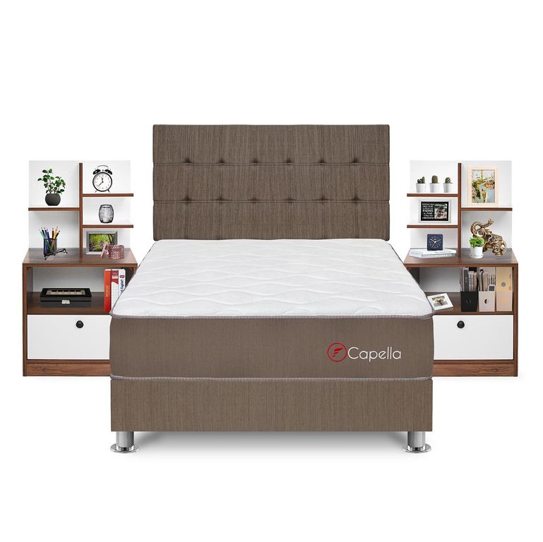 Dormitorio Capella Hiromi 2 Plz + 2 Veladores Repisa Colors 