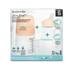 SUAVINEX - Pack Biberon Anticolico 180 Ml Flujo Adaptable Zero Zero + Recambio Set Starter