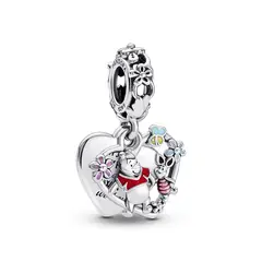 PANDORA - Charm Colgante Doble Winnie Pooh y Piglet de Disney Plata Esterlina