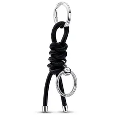 PANDORA - Llavero para charms de tela sin cuero Moments Plata Esterlina