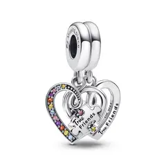 PANDORA - Charm colgante Corazones de Amistad separables con pieza de rompecabezas Plata Esterlina