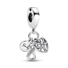 PANDORA - Charm Colgante de familia triple Infinito Plata Esterlina