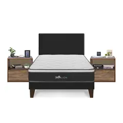 DROM - Dormitorio Europeo Lugn 2Plz + 2 Veladores + 2 Almohadas y Protector
