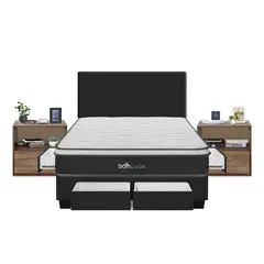 DROM - Dormitorio con Cajones Lugn Queen + 2 Veladores