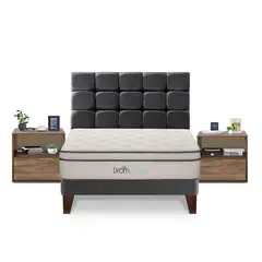 DROM - Dormitorio Europeo Fred King + 2 Veladores + 2 Almohadas Viscoelásticas + Protector