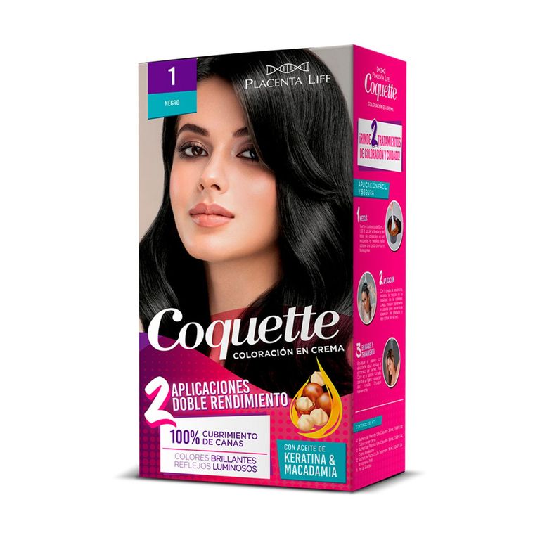 Kit Tinte para Cabello 1 Negro 2 Aplicaciones