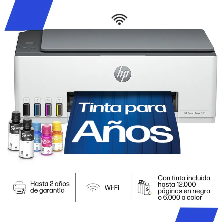 Impresora Multifuncional Smart Tank 580 Wi-Fi Color, App