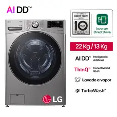 LG - Lavaseca WD22VV2S6R 22/13kg AI DD Carga Frontal Plateada