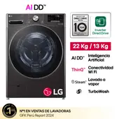 LG 22Kg 13Kg AI DD Carga Frontal Negra