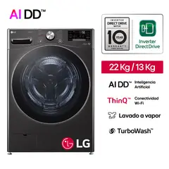 LG - Lavaseca WD22BV2S6R 22/13Kg AI DD Carga Frontal Negra