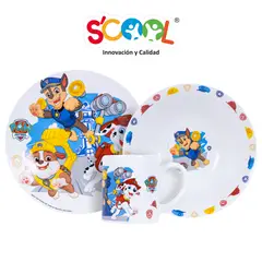 SCOOL - Set Vajilla De Cerámica 3pz Plato, Bolo Y Taza Paw Patrol M