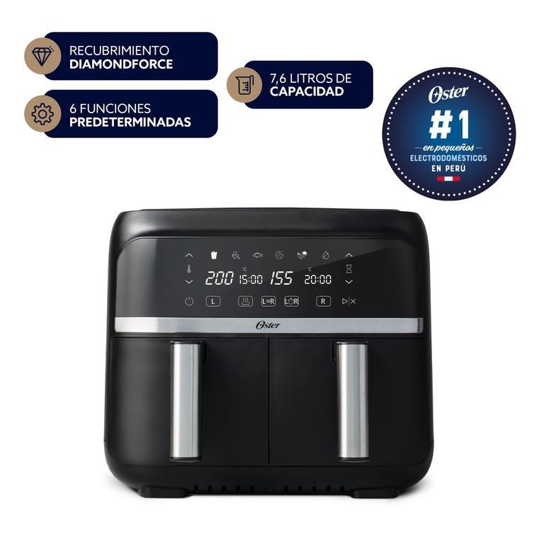 Freidora de Aire Dual 7.6 L Digital con recubrimiento DiamondForce CKSTAF7.