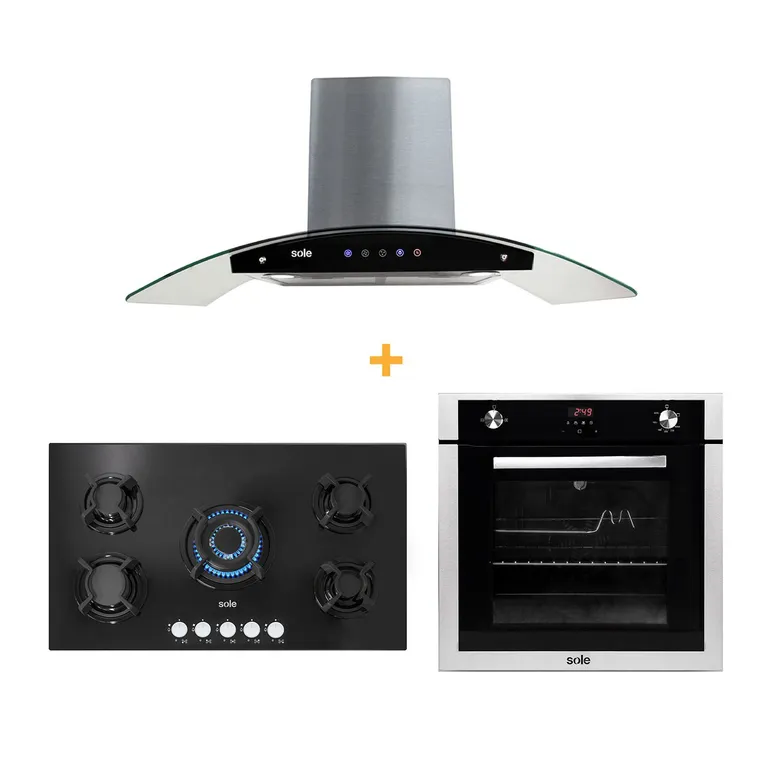 Combo: Encimera 5 hornillas + Horno a Gas + Campana Decorativa