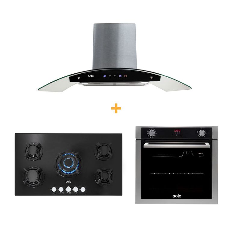 Combo: Encimera 5 hornillas + Horno Eléctrico + Campana Decorativa