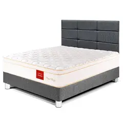 PARAISO - Dormitorio Royal Prince Firme Blocks 1.5 Plz Gris + 1 Almohada Viscoelástica + Protector