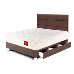 PARAISO - Dormitorio Con Cajones Royal Prince Firme Blocks 1.5 Plz Chocolate + 1 Almohada Viscoelástica + Protector
